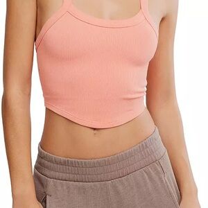 FP Movement by Free People Ribbed Cropped Tank Top in Peach